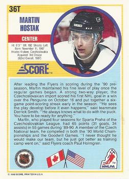 1990-91 Score Rookie and Traded #36T Martin Hostak Back
