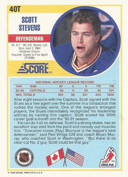 1990-91 Score Rookie and Traded #40T Scott Stevens Back