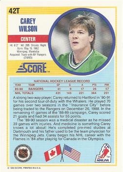 1990-91 Score Rookie and Traded #42T Carey Wilson Back