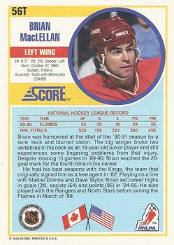 1990-91 Score Rookie and Traded #56T Brian MacLellan Back