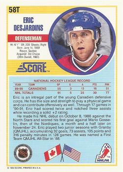 1990-91 Score Rookie and Traded #58T Eric Desjardins Back