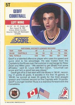 1990-91 Score Rookie and Traded #5T Geoff Courtnall Back