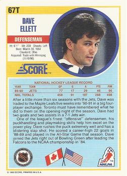 1990-91 Score Rookie and Traded #67T Dave Ellett Back