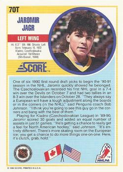 1990-91 Score Rookie and Traded #70T Jaromir Jagr Back