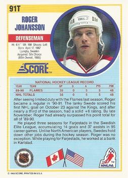 1990-91 Score Rookie and Traded #91T Roger Johansson Back