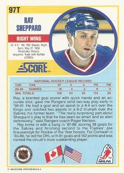 1990-91 Score Rookie and Traded #97T Ray Sheppard Back