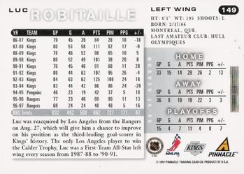 1997-98 Score - Artist's Proofs #149 Luc Robitaille Back