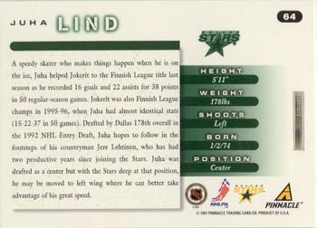 1997-98 Score - Artist's Proofs #64 Juha Lind Back