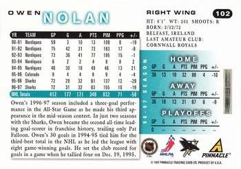 1997-98 Score - Artist's Proofs #102 Owen Nolan Back
