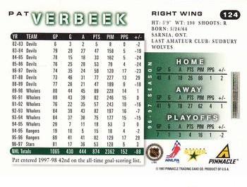 1997-98 Score - Artist's Proofs #124 Pat Verbeek Back