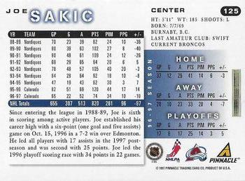 1997-98 Score - Artist's Proofs #125 Joe Sakic Back