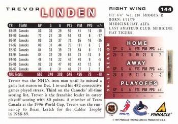 1997-98 Score - Artist's Proofs #144 Trevor Linden Back