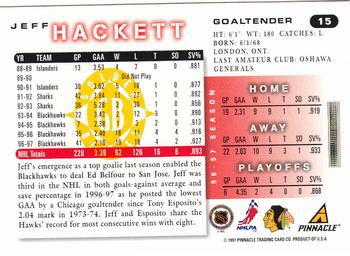 1997-98 Score - Golden Blades #15 Jeff Hackett Back