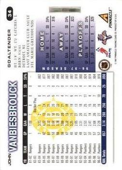 1997-98 Score - Golden Blades #34 John Vanbiesbrouck Back
