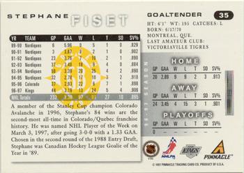 1997-98 Score - Golden Blades #35 Stephane Fiset Back