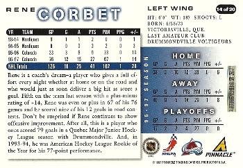 1997-98 Score Colorado Avalanche #14 Rene Corbet Back