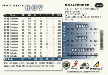 1997-98 Score Colorado Avalanche #1 Patrick Roy Back