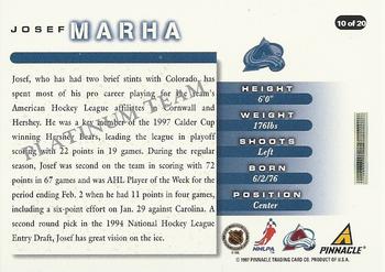 1997-98 Score Colorado Avalanche - Platinum Team #10 Josef Marha Back