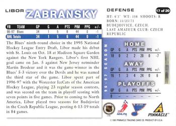 1997-98 Score St. Louis Blues #17 Libor Zabransky Back