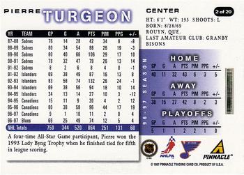 1997-98 Score St. Louis Blues #2 Pierre Turgeon Back