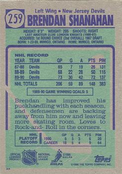 1990-91 Topps #259 Brendan Shanahan Back