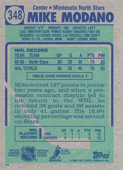 1990-91 Topps #348 Mike Modano Back