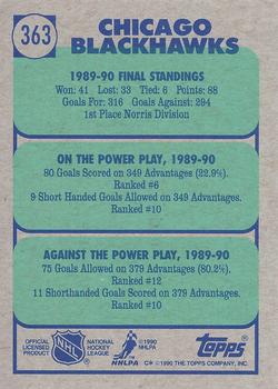 1990-91 Topps #363 Chicago Blackhawks Back