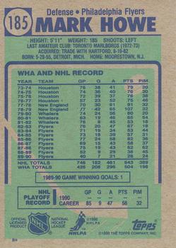 1990-91 Topps #185 Mark Howe Back
