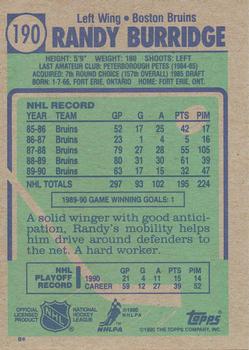 1990-91 Topps #190 Randy Burridge Back