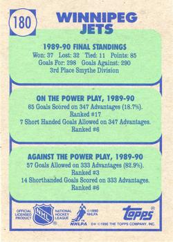 1990-91 Topps #180 Winnipeg Jets Back