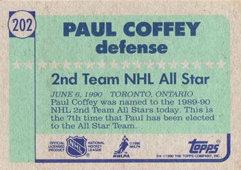 1990-91 Topps #202 Paul Coffey Back