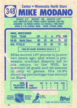 1990-91 Topps #348 Mike Modano Back