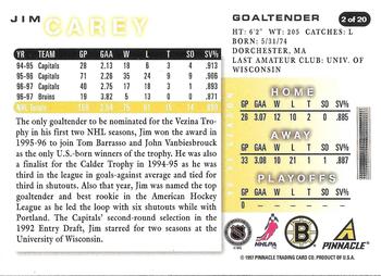 1997-98 Score Boston Bruins #2 Jim Carey Back