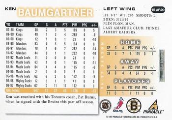 1997-98 Score Boston Bruins #15 Ken Baumgartner Back