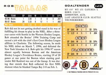 1997-98 Score Boston Bruins #3 Robbie Tallas Back