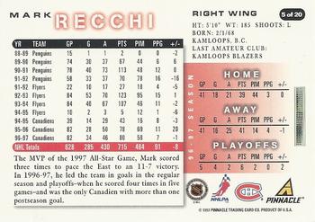 1997-98 Score Montreal Canadiens #5 Mark Recchi Back