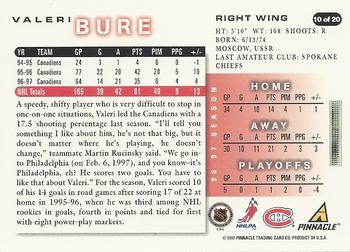 1997-98 Score Montreal Canadiens #10 Valeri Bure Back