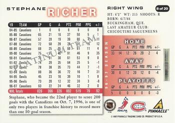 1997-98 Score Montreal Canadiens - Platinum Team #8 Stephane Richer Back