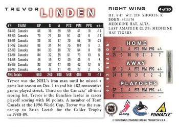 1997-98 Score Vancouver Canucks #4 Trevor Linden Back