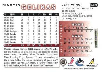 1997-98 Score Vancouver Canucks #5 Martin Gelinas Back