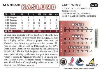 1997-98 Score Vancouver Canucks #7 Markus Naslund Back