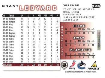 1997-98 Score Vancouver Canucks #15 Grant Ledyard Back