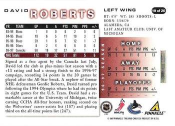 1997-98 Score Vancouver Canucks #19 David Roberts Back