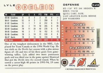 1997-98 Score New Jersey Devils #15 Lyle Odelein Back