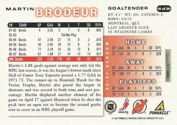1997-98 Score New Jersey Devils #16 Martin Brodeur Back