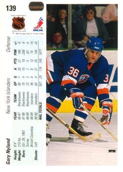 1990-91 Upper Deck #139 Gary Nylund Back