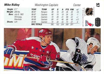 1990-91 Upper Deck #97 Mike Ridley Back