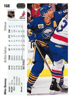 1990-91 Upper Deck #168 Mike Ramsey Back