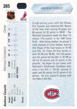 1990-91 Upper Deck #265 Andrew Cassels Back
