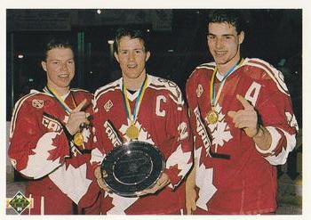 1990-91 Upper Deck #473 Canada's Captains (Kris Draper / Steven Rice / Eric Lindros) Front